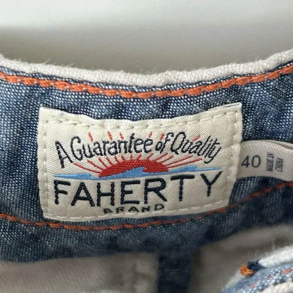 Men's Faherty Tradewinds Shorts Linen Organic Cotton Size 40 Dorset Sand